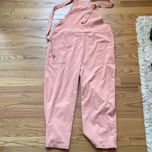 Vintage-Inspired Pink Wide-Leg Overalls with adjustable straps